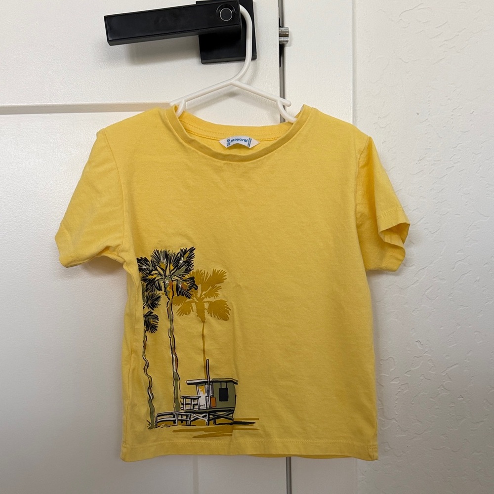Mayoral Yellow Kids Tee with Palm Tree Print